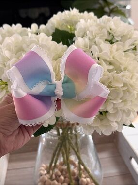 Pastel Rainbow Hair Bow on clip
